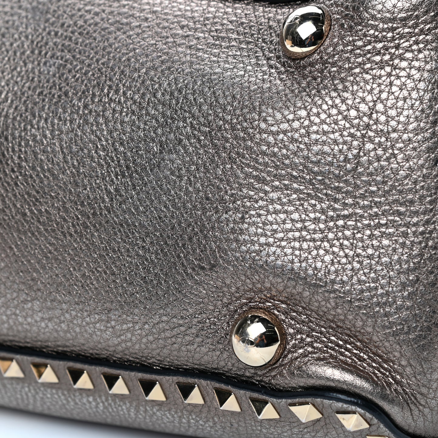 Metallic Alce Printed Calfskin Medium Rockstud Tote Sasso