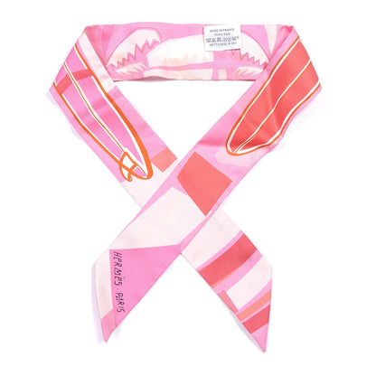 Hermes Silk Sea Surf and Fun Twilly Rose Rouge Corail 1 of 4