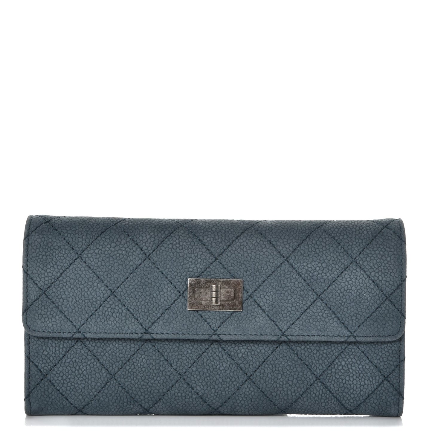 Iridescent Caviar Quilted Large Reissue Flap Wallet Blue