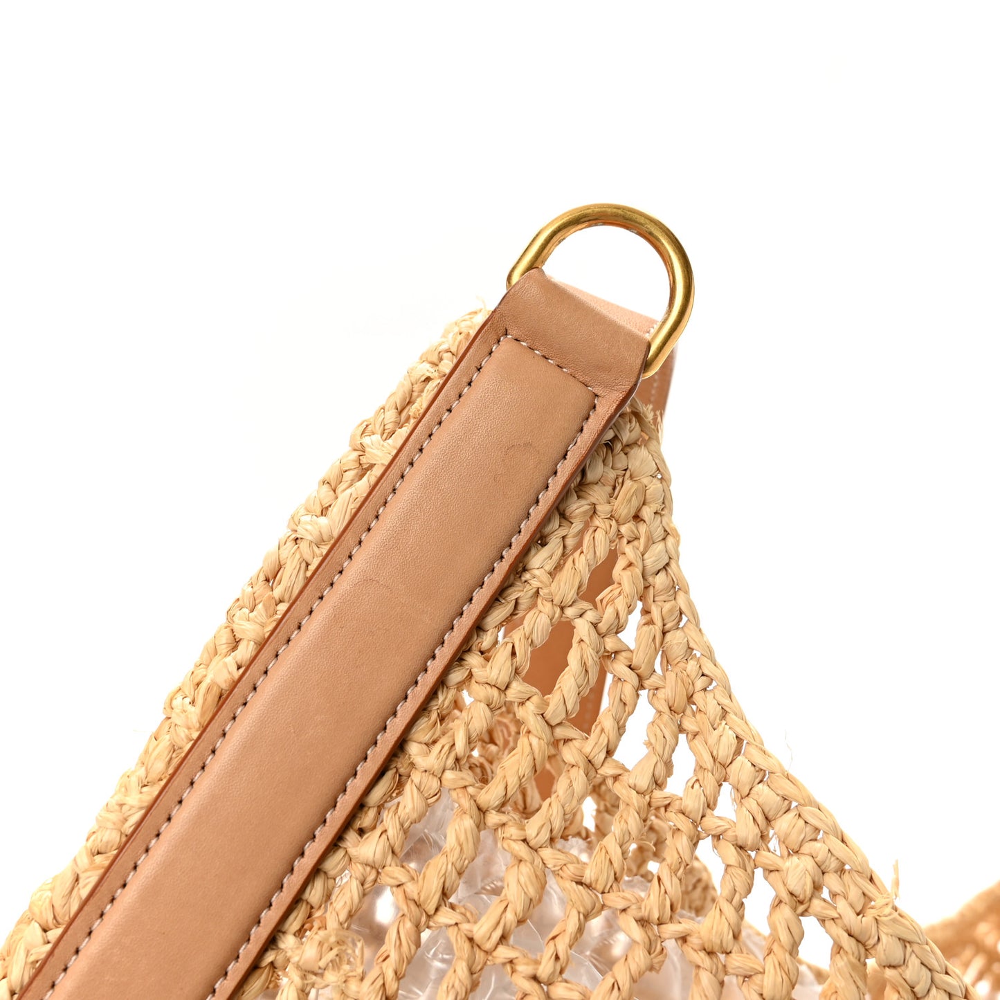 Raffia Calfskin Oxalis Shoulder Bag Naturale Vintage Brown