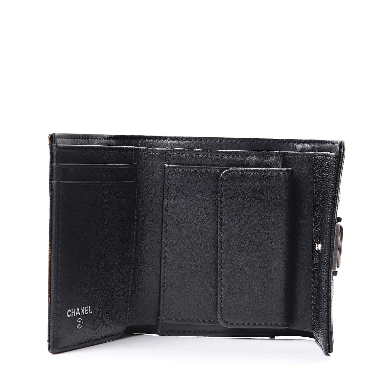 Chanel Caviar Quilted Compact Boy Wallet Black 4 of 9