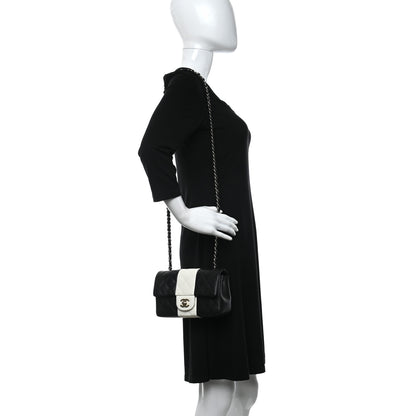 Chanel Lambskin Quilted Mini Rectangular Flap Black White 2 of 11