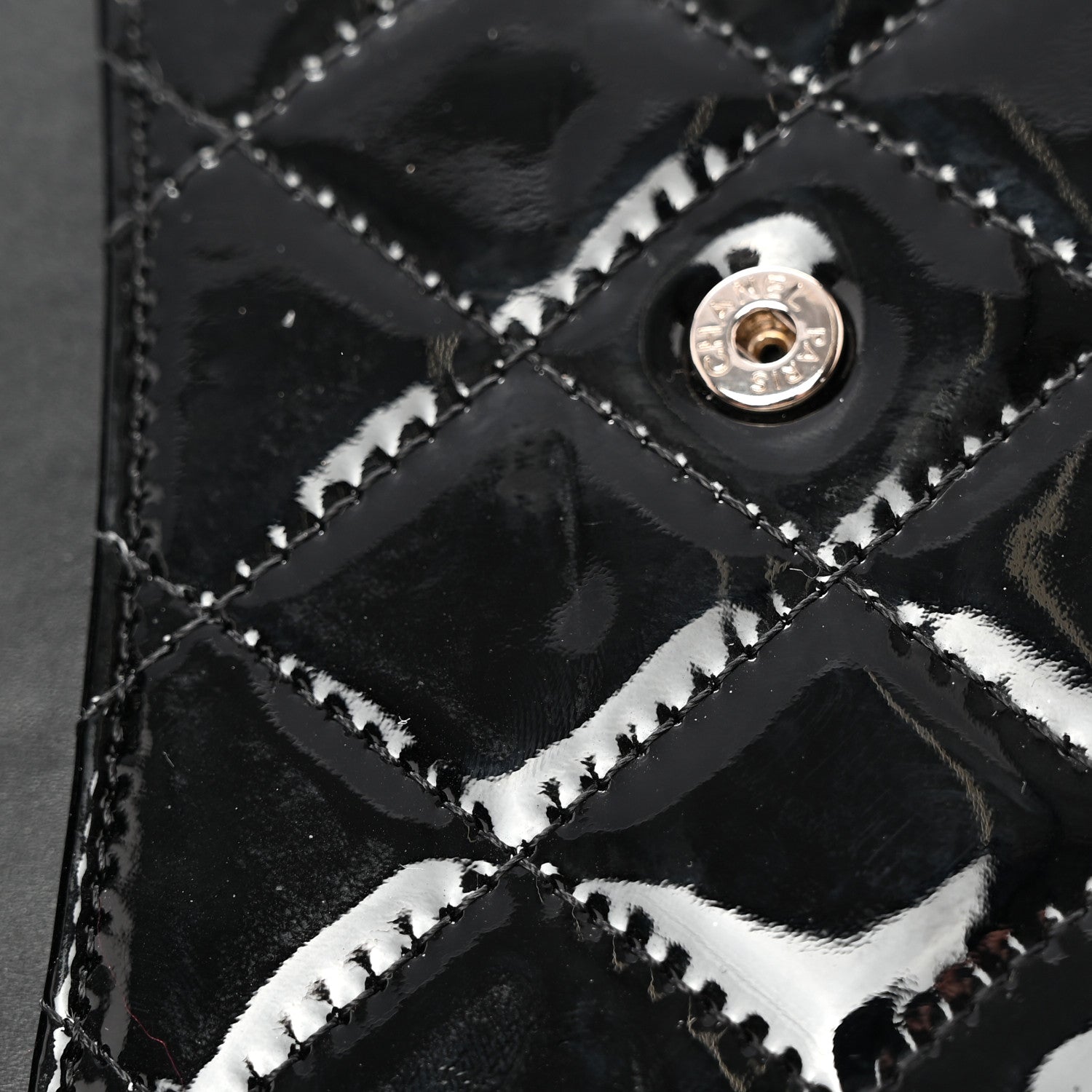 Chanel Patent Calfskin Quilted Small Flap Wallet Black 9 of 10