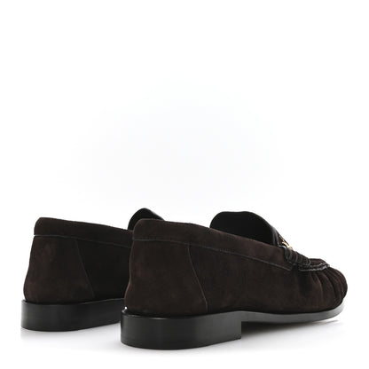 Saint Laurent Suede Le Loafer 15 Penny Slippers 37 Dark Chocolate 5 of 7