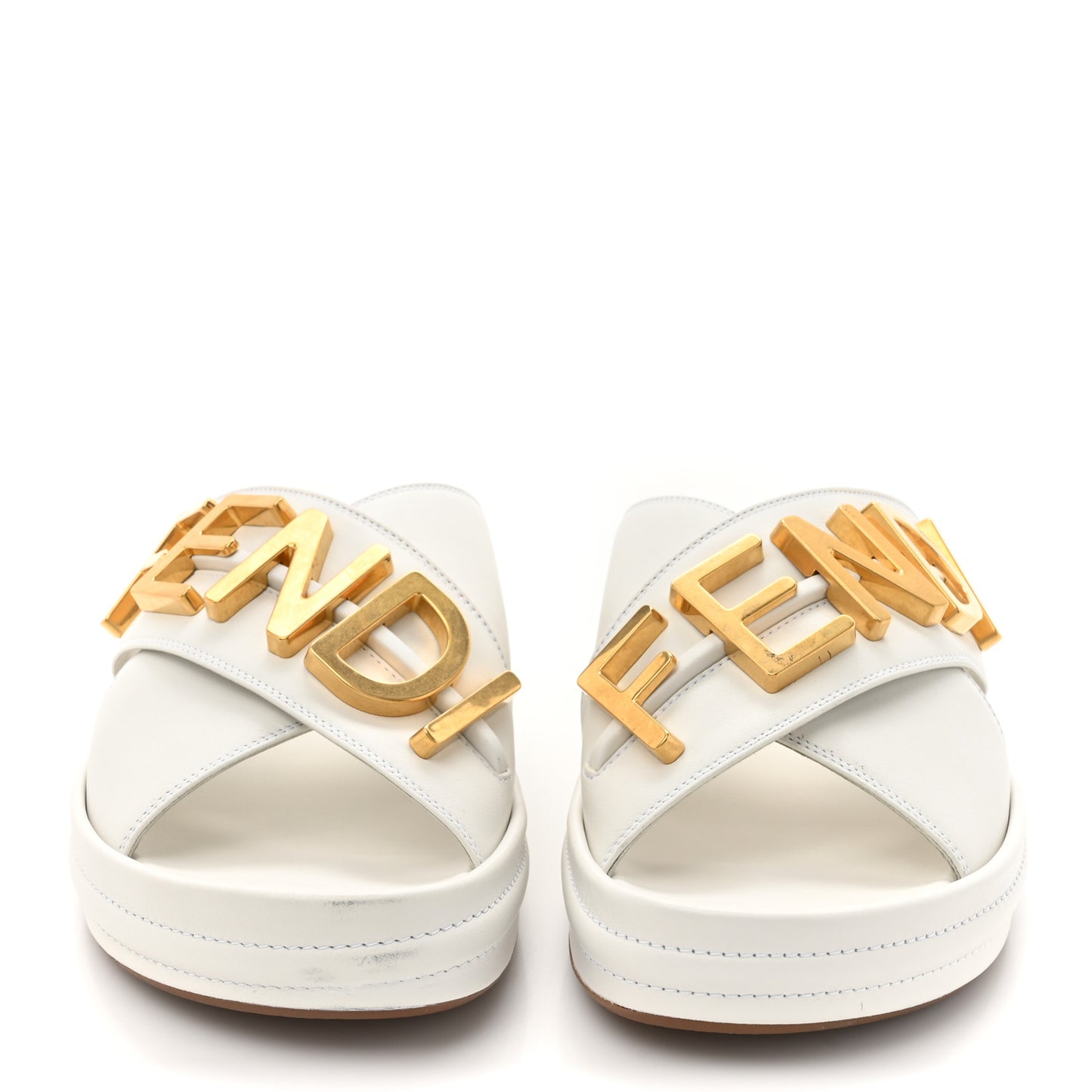 Vitello Womens Fendigraphy Slide Sandals 40 White Ice