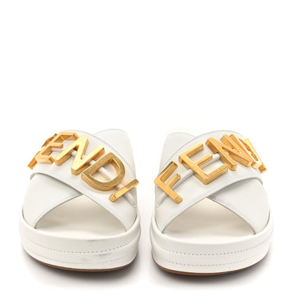 Fendi Vitello Womens Fendigraphy Slide Sandals 40 White Ice 3 of 11