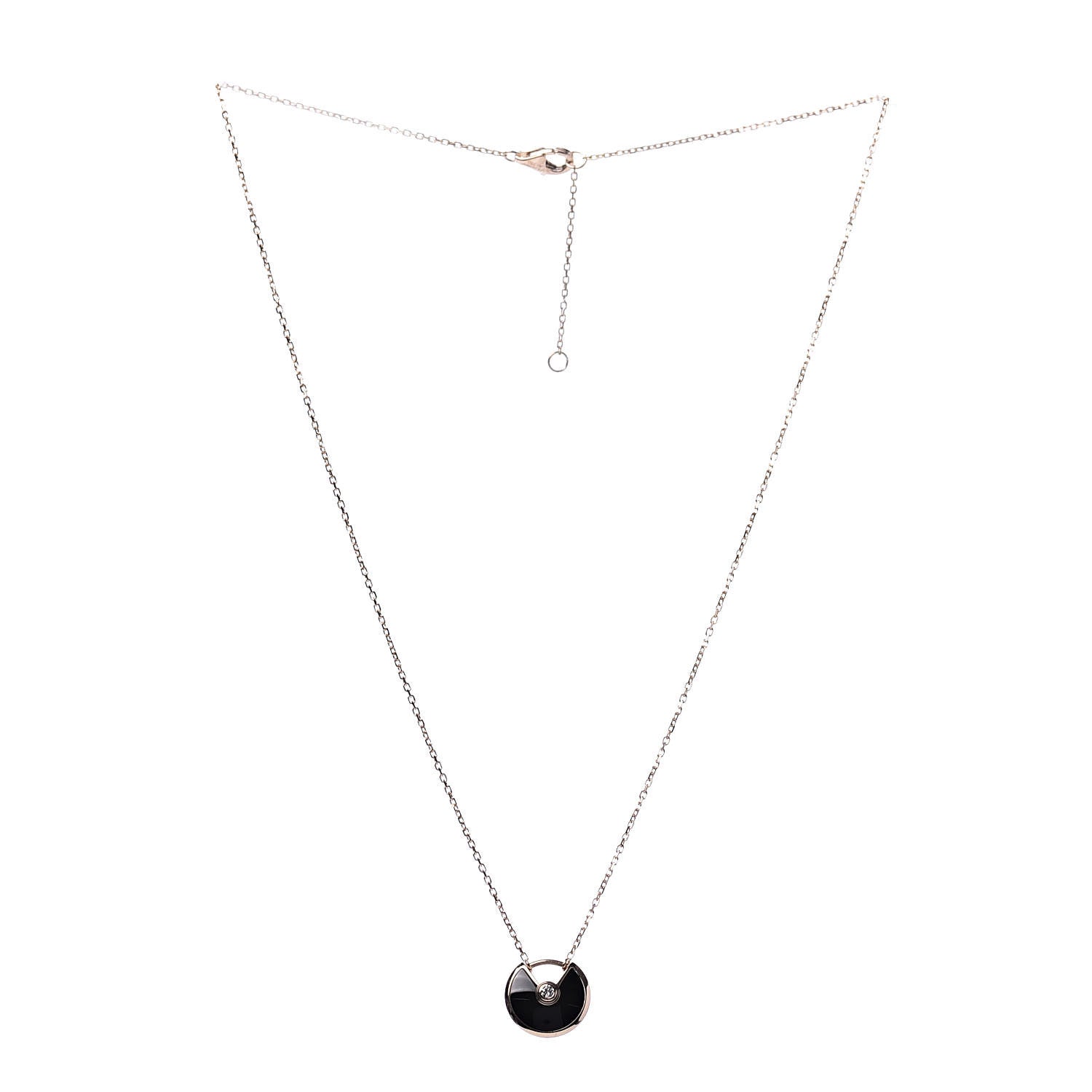 Cartier 18K Pink Gold Diamond Black Onyx XS Amulette de Cartier Pendant Necklace 3 of 8