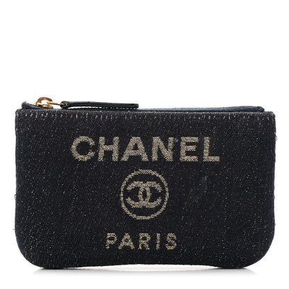 Chanel Lurex Canvas Deauville Cosmetic Pouch Navy Blue Gold 1 of 12