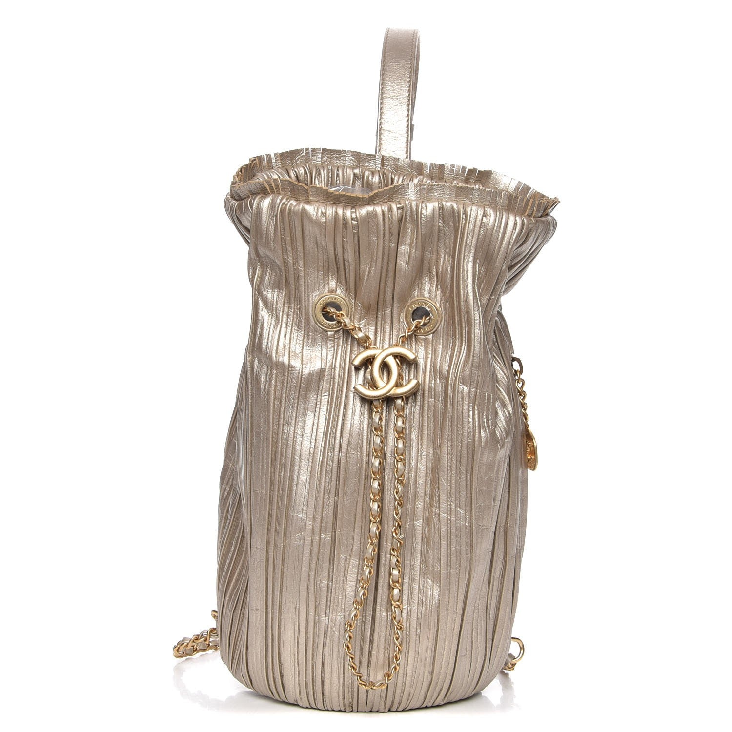 Chanel Iridescent Crumpled Calfskin Small Coco Pleats Backpack Gold 1 of 7
