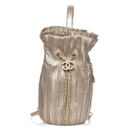 Chanel Iridescent Crumpled Calfskin Small Coco Pleats Backpack Gold 1 of 7