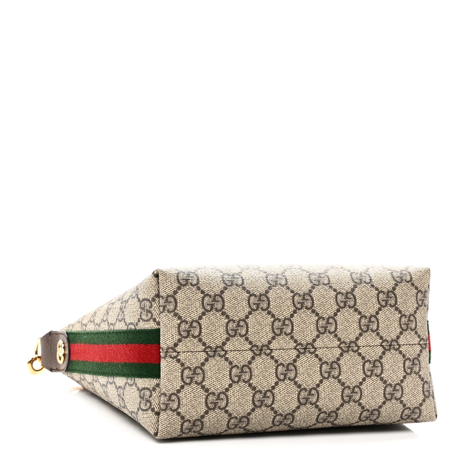 Gucci GG Supreme Monogram Textured Calfskin Web Super Mini Ophidia Shoulder Bag Beige Ebony New Acero 4 of 11