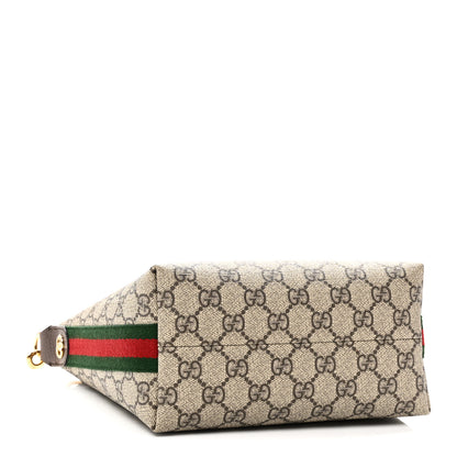 Gucci GG Supreme Monogram Textured Calfskin Web Super Mini Ophidia Shoulder Bag Beige Ebony New Acero 4 of 11