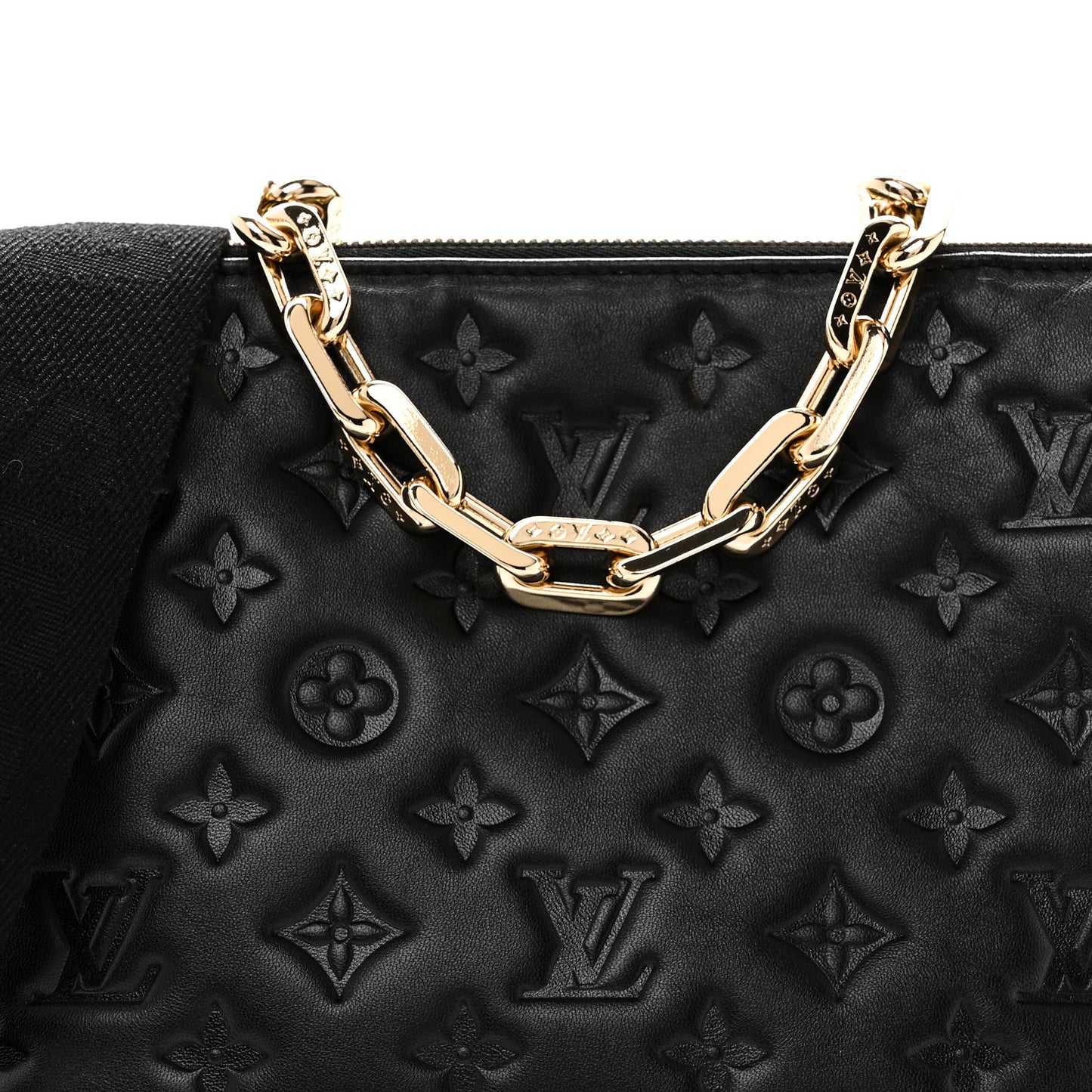 Lambskin Embossed Monogram Coussin PM Black