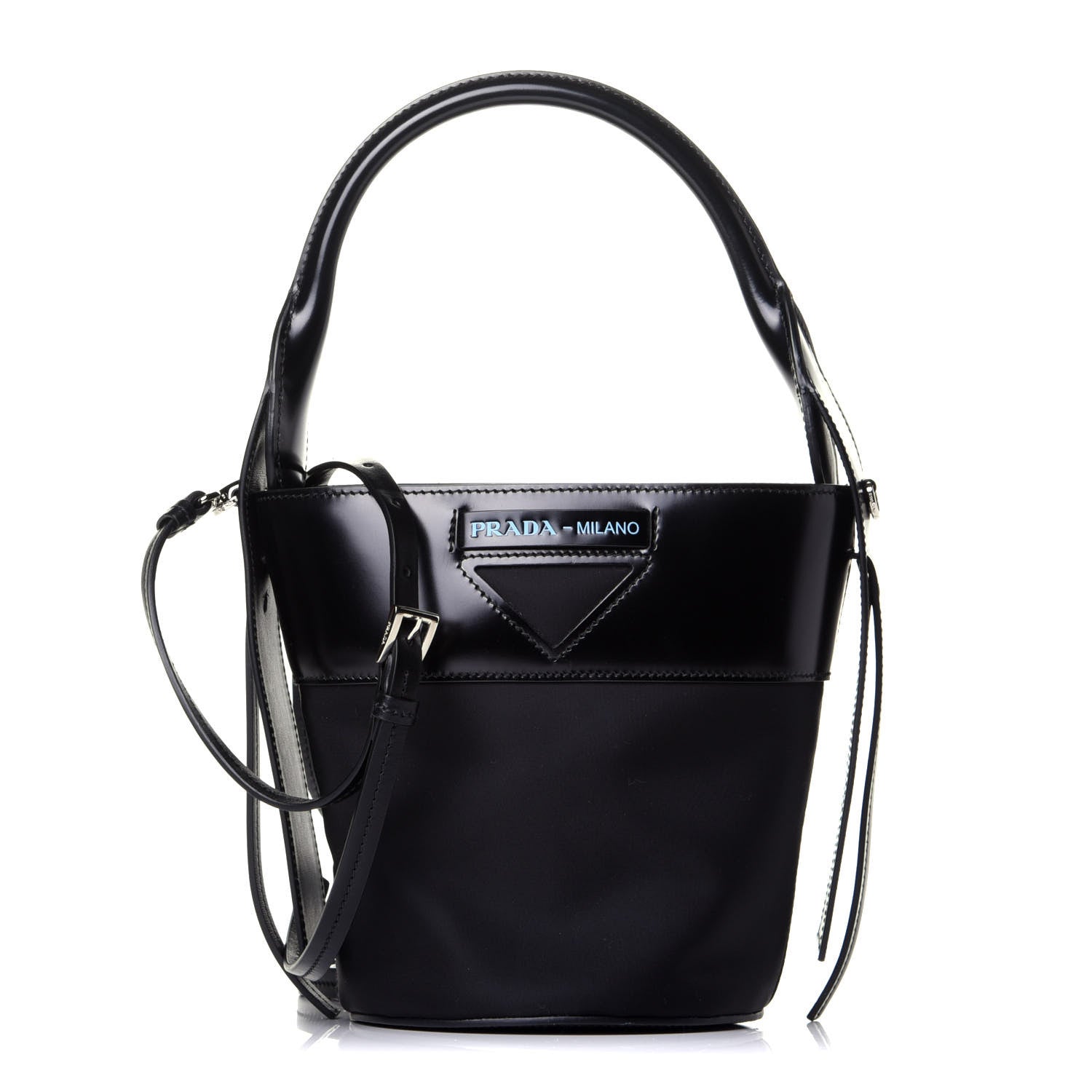 Prada Tessuto Spazzolato Ouverture Bucket Bag Black 1 of 10