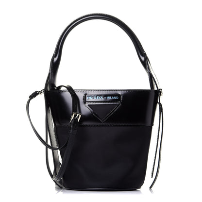 Prada Tessuto Spazzolato Ouverture Bucket Bag Black 1 of 10