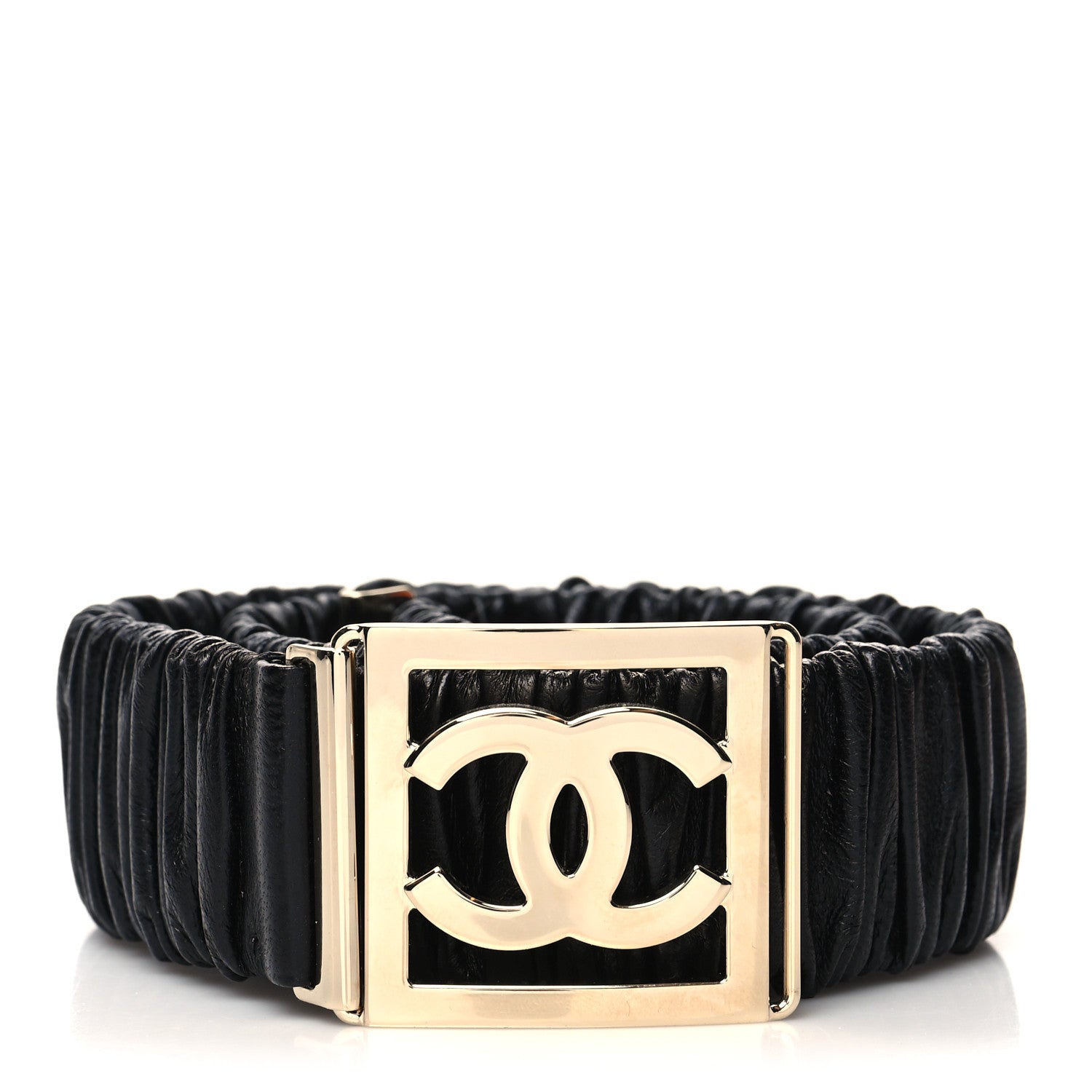 Chanel Lambskin Ruched CC Belt 75 30 Black 1 of 4