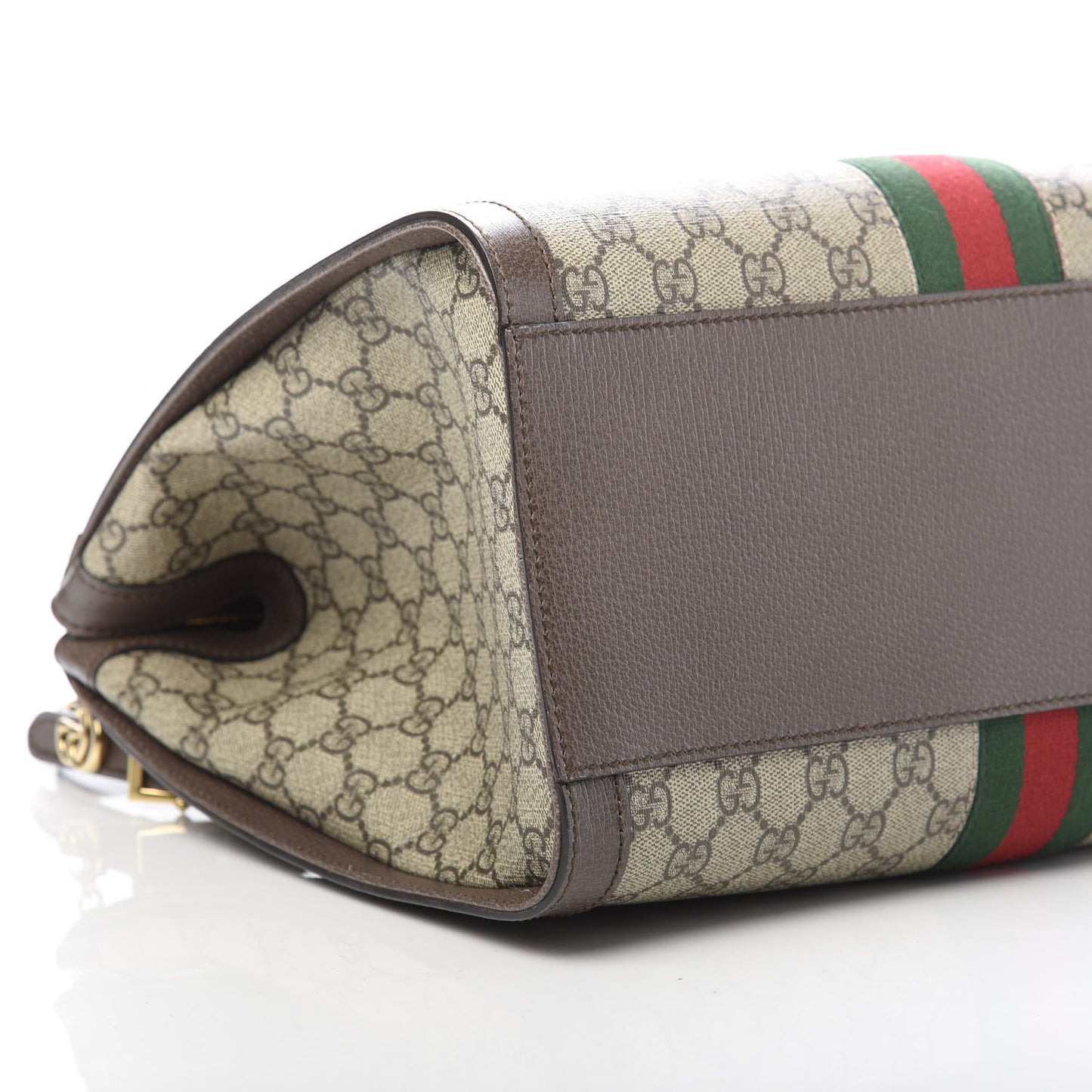 GG Supreme Monogram Web Medium Ophidia Tote Bag Brown