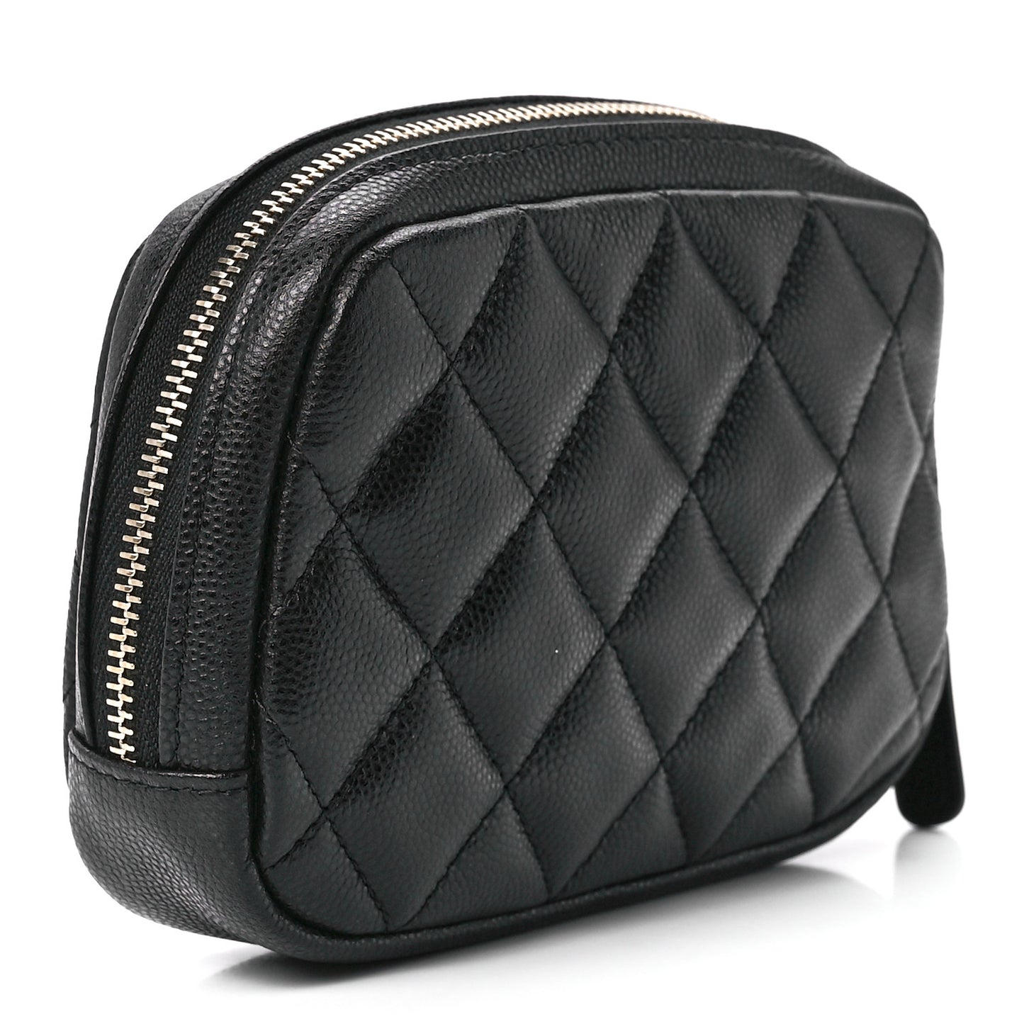 Caviar Quilted Curvy Pouch Cosmetic Case Black