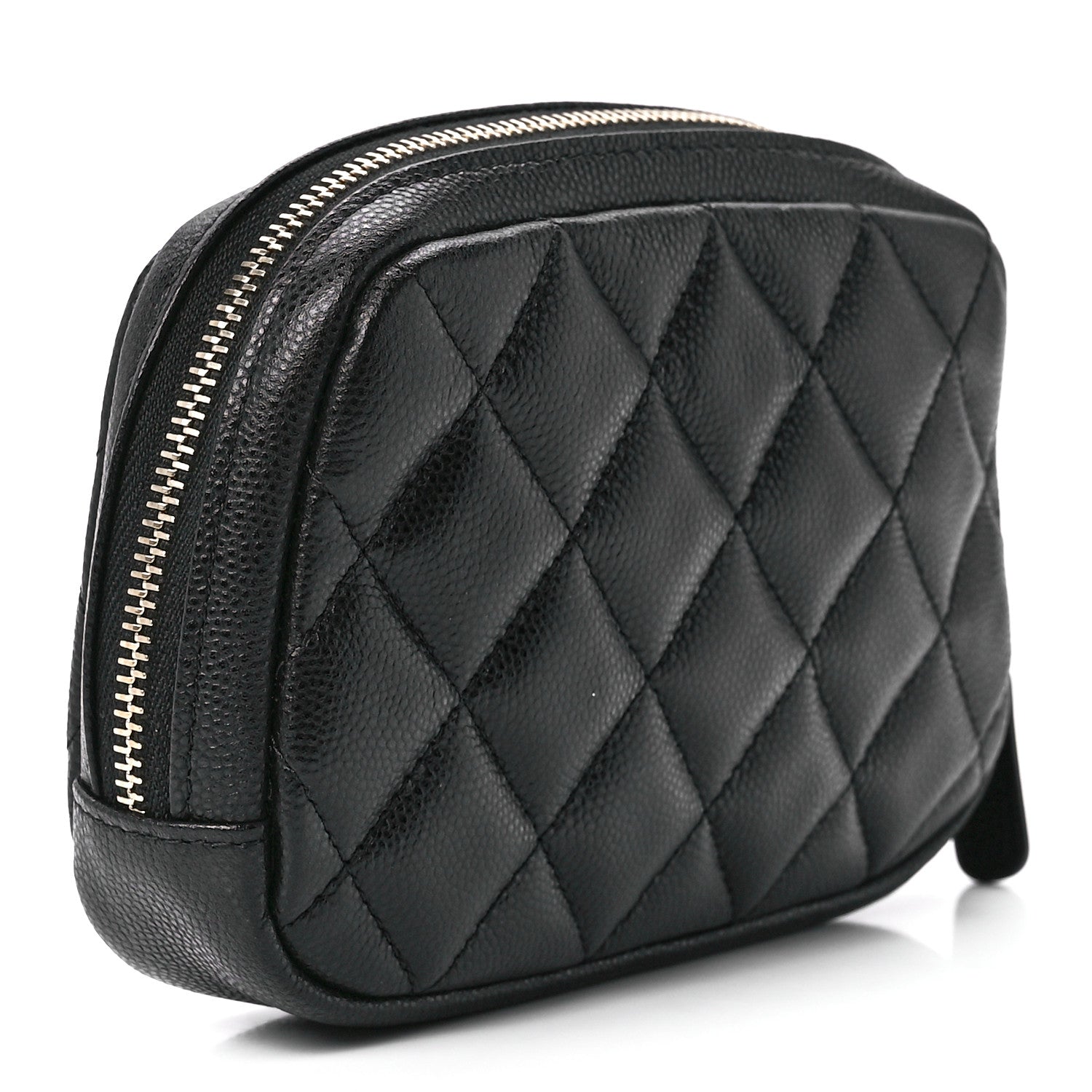 Chanel Caviar Quilted Curvy Pouch Cosmetic Case Black 3 of 12