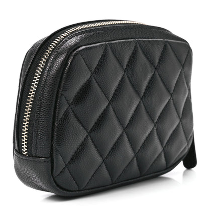 Chanel Caviar Quilted Curvy Pouch Cosmetic Case Black 3 of 12