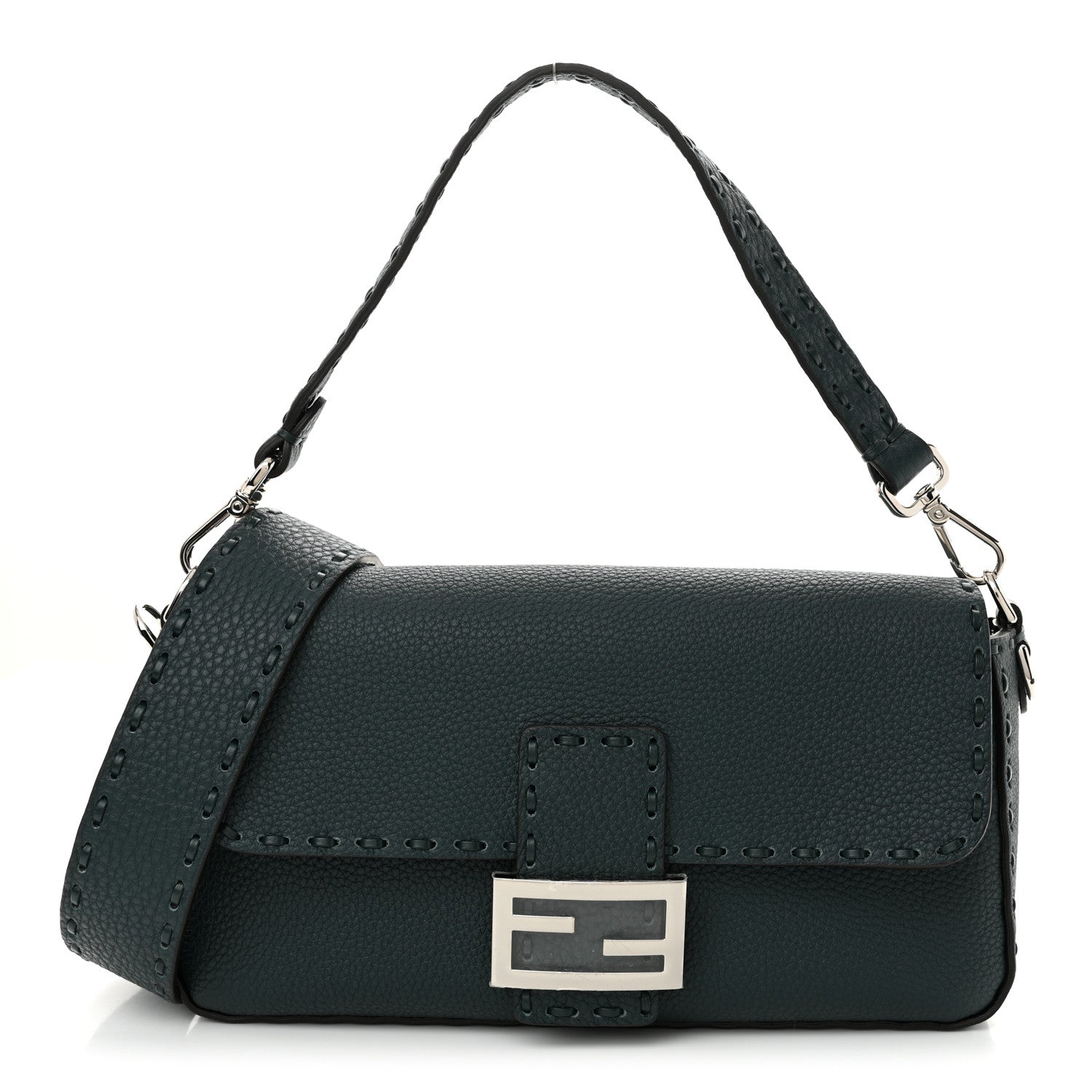 Fendi Cuoio Roma Sellerissima Nappa Sintetica Tape Stitch Baguette Amazzonia 1 of 9