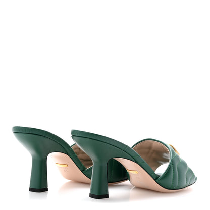 Gucci Nappa Matelasse GG Marmont 75mm Slide Sandals 41 Emerald 5 of 9