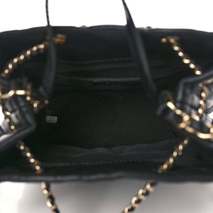 Chanel Caviar Quilted Rolled Up Bucket Drawstring Bag Black 5 of 9