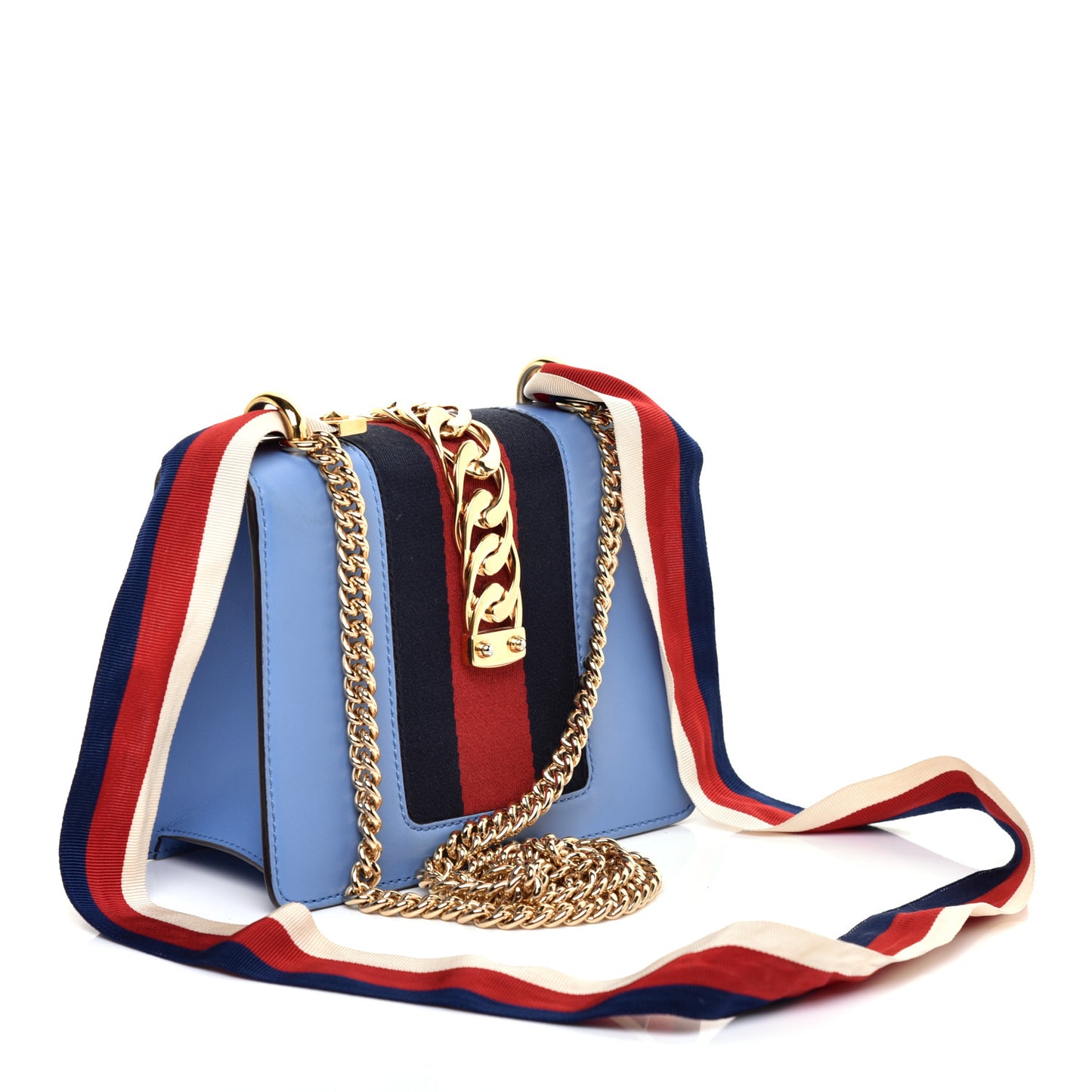 Calfskin Mini Sylvie Chain Shoulder Bag Clear Sky Blue