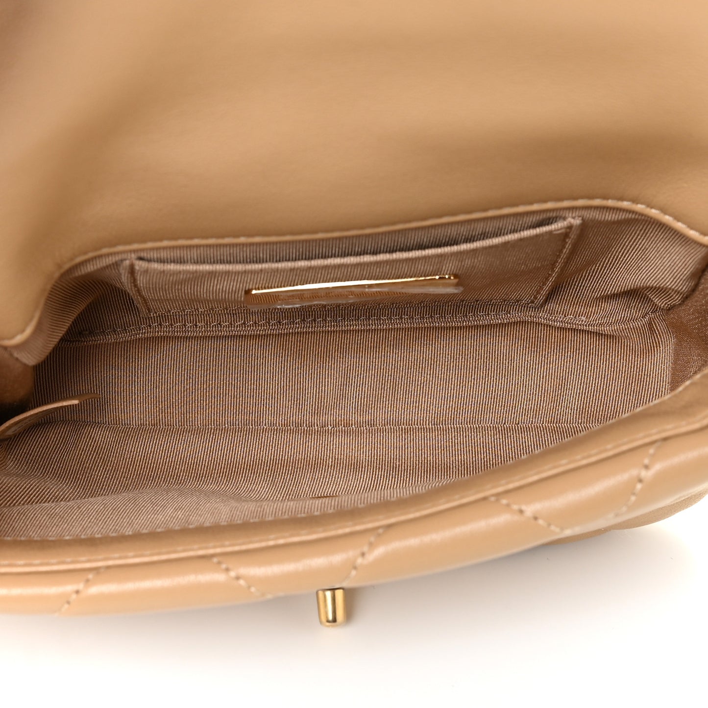 Goatskin Quilted Chanel 19 Waist Bag Dark Beige