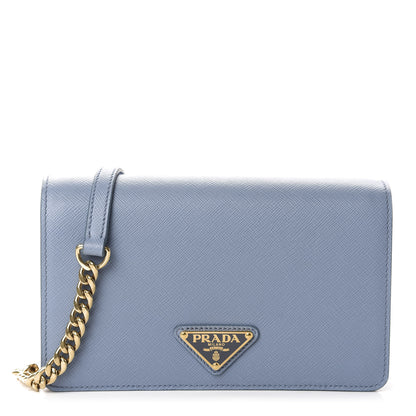 Prada Saffiano Soft Calf Bandoliera Chain Crossbody Bag Astrale 1 of 9