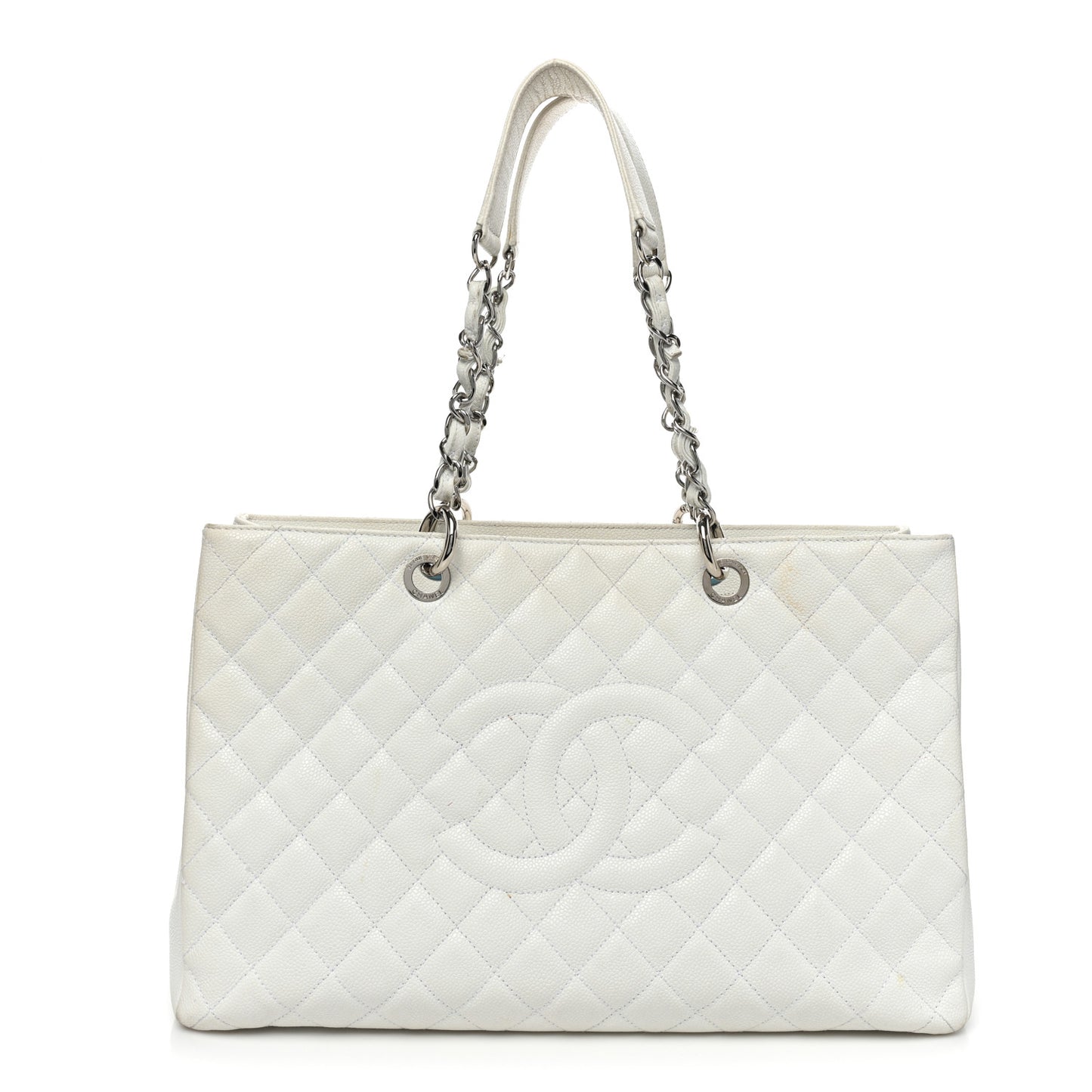 Caviar Quilted XL Grand Shopping Tote GST White