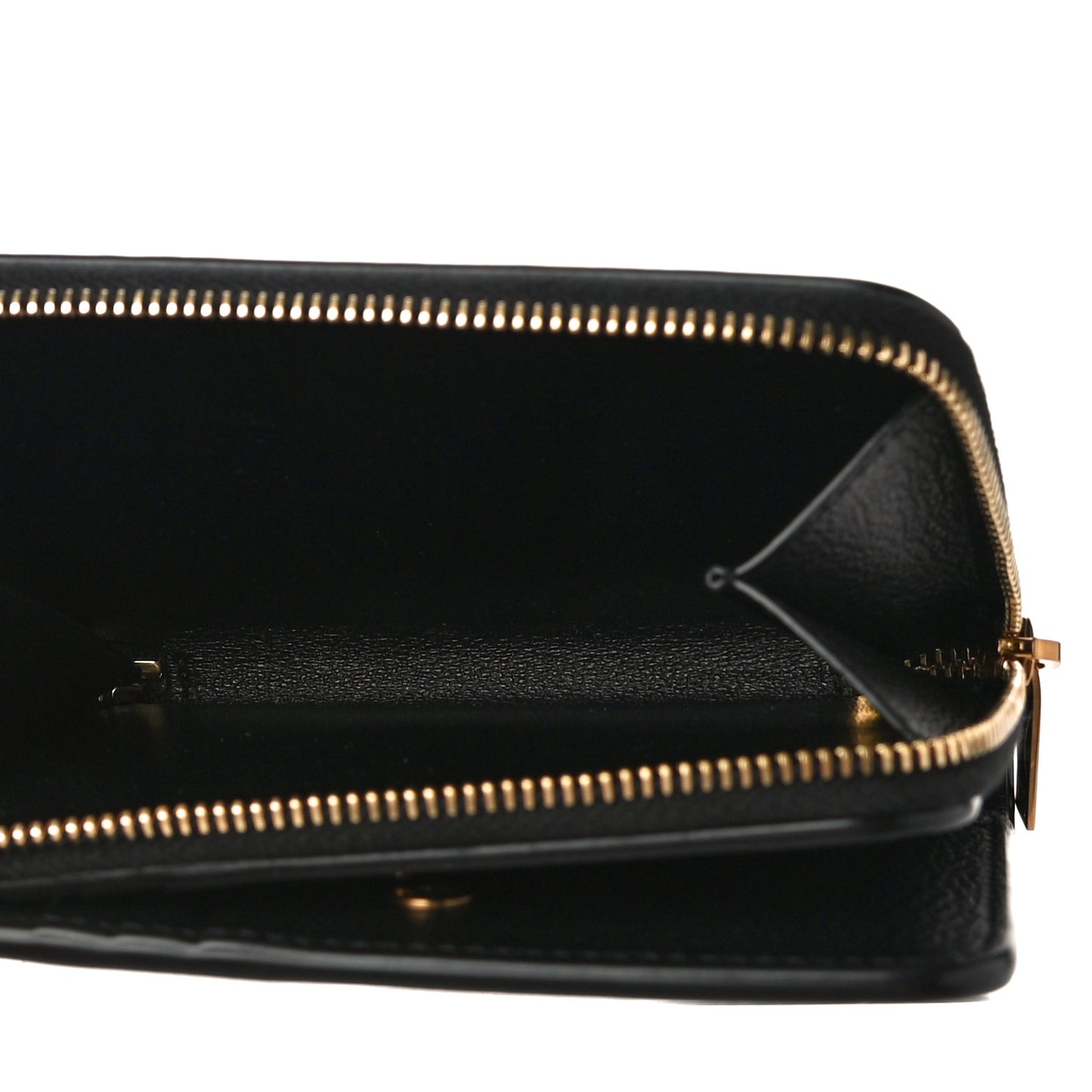 Grained Calfskin Tiny Monogram Compact Zip Around Wallet Black