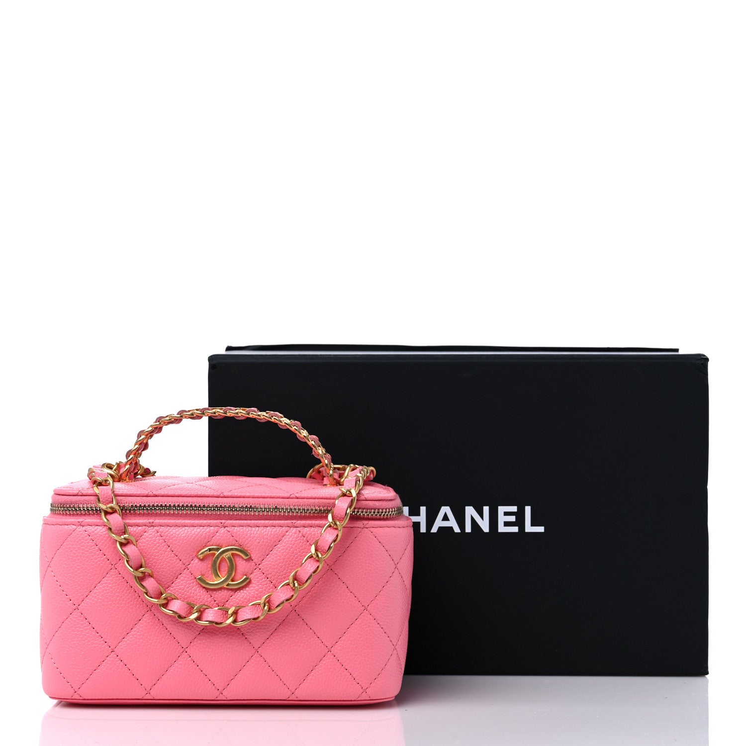 Chanel Shiny Caviar Quilted Pick Me Up Vanity Case Pink 10 of 10