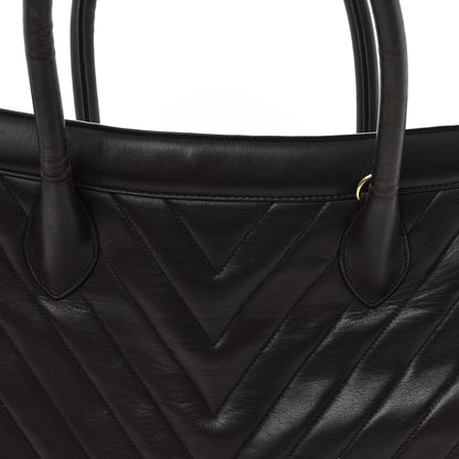Chanel Lambskin Chevron Quilted Top Handle Tote Bag Brown 8 of 12