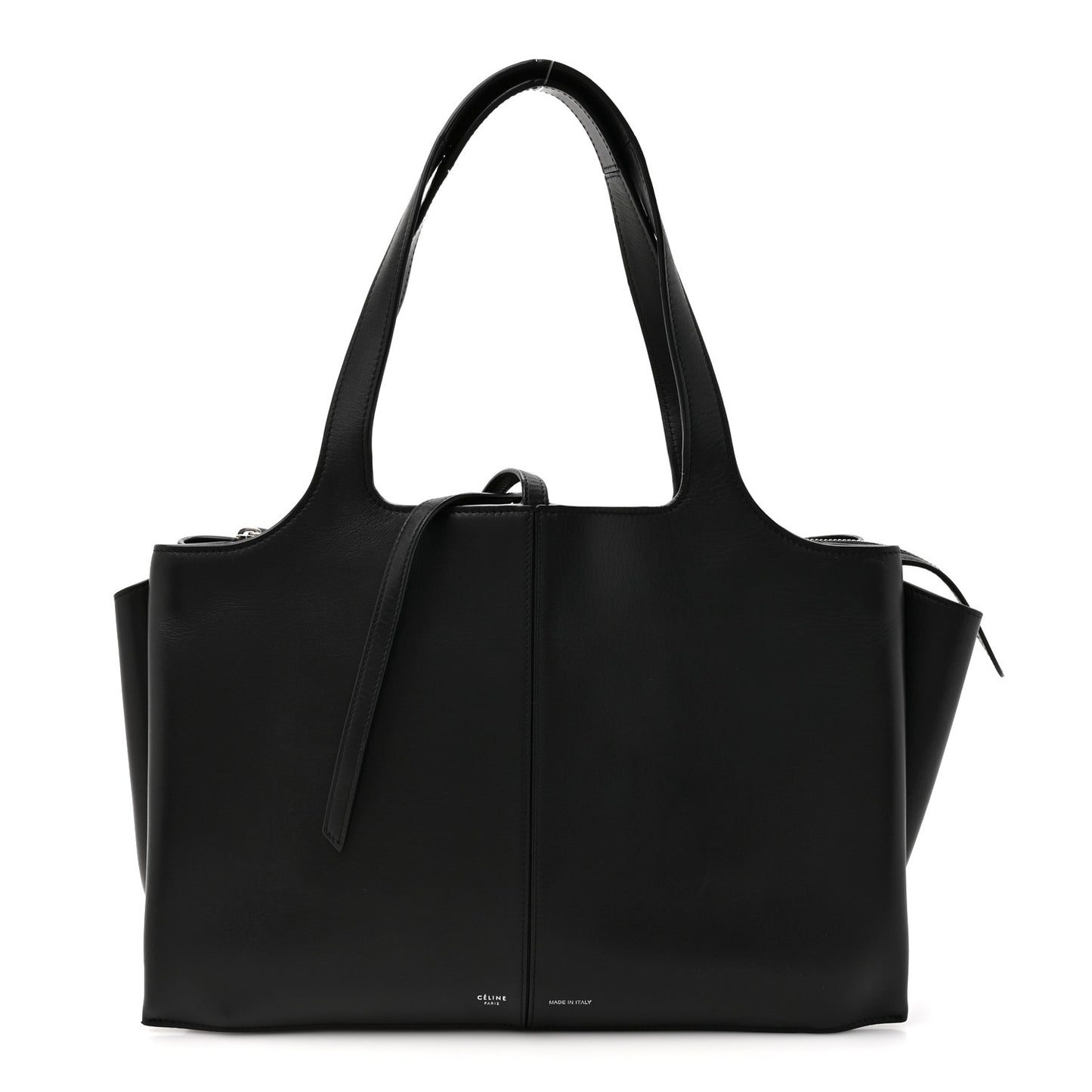 Supple Natural Calfskin Medium Tri-Fold Bag Black