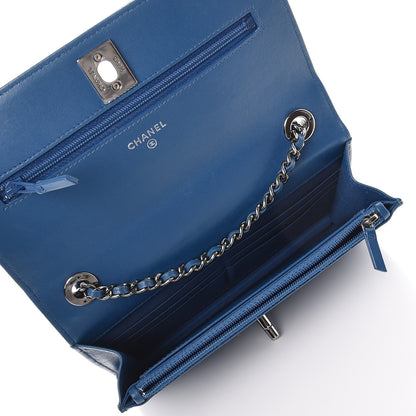 Chanel Lambskin Quilted Trendy CC Wallet On Chain WOC Blue 5 of 10