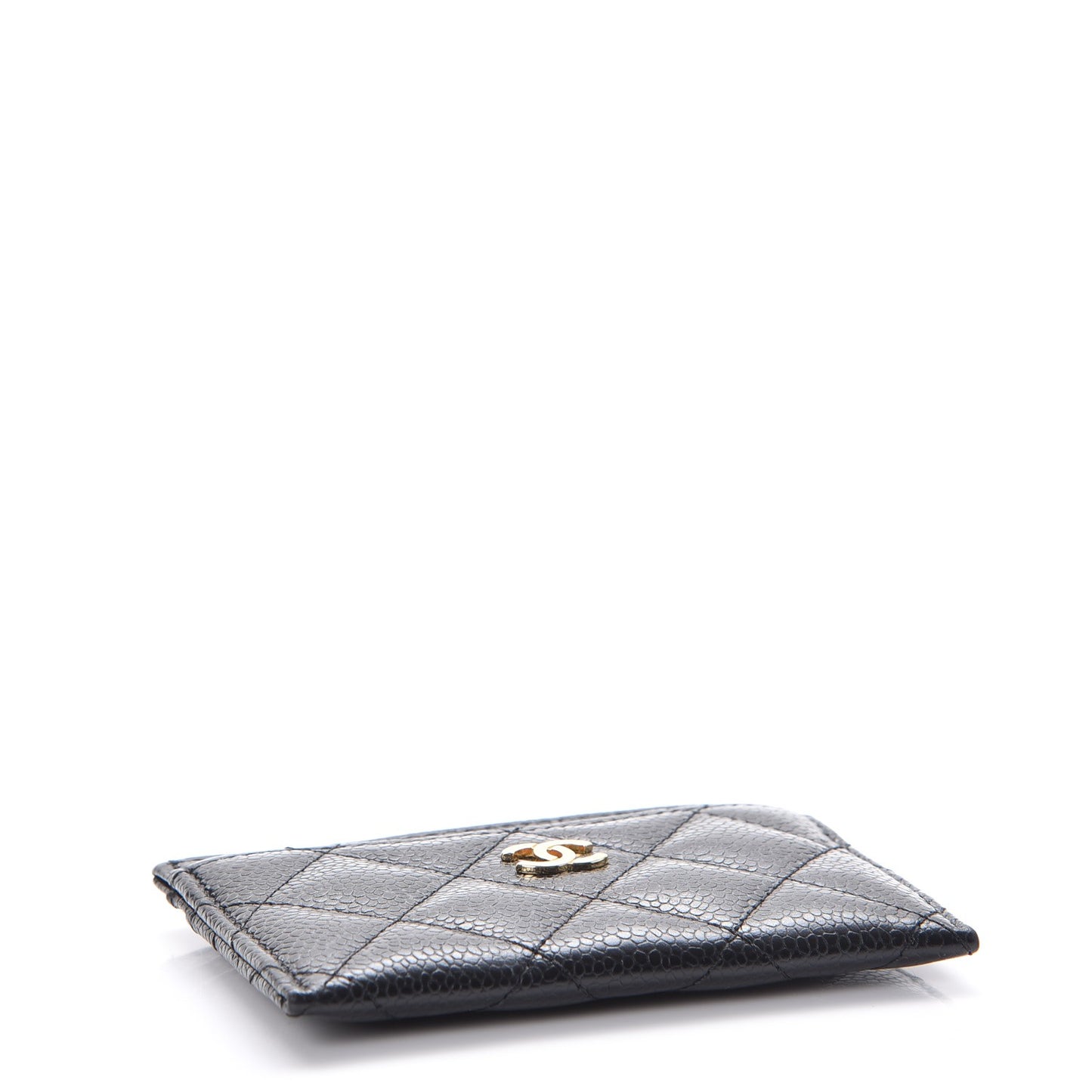 Caviar Quilted Card Holder Black