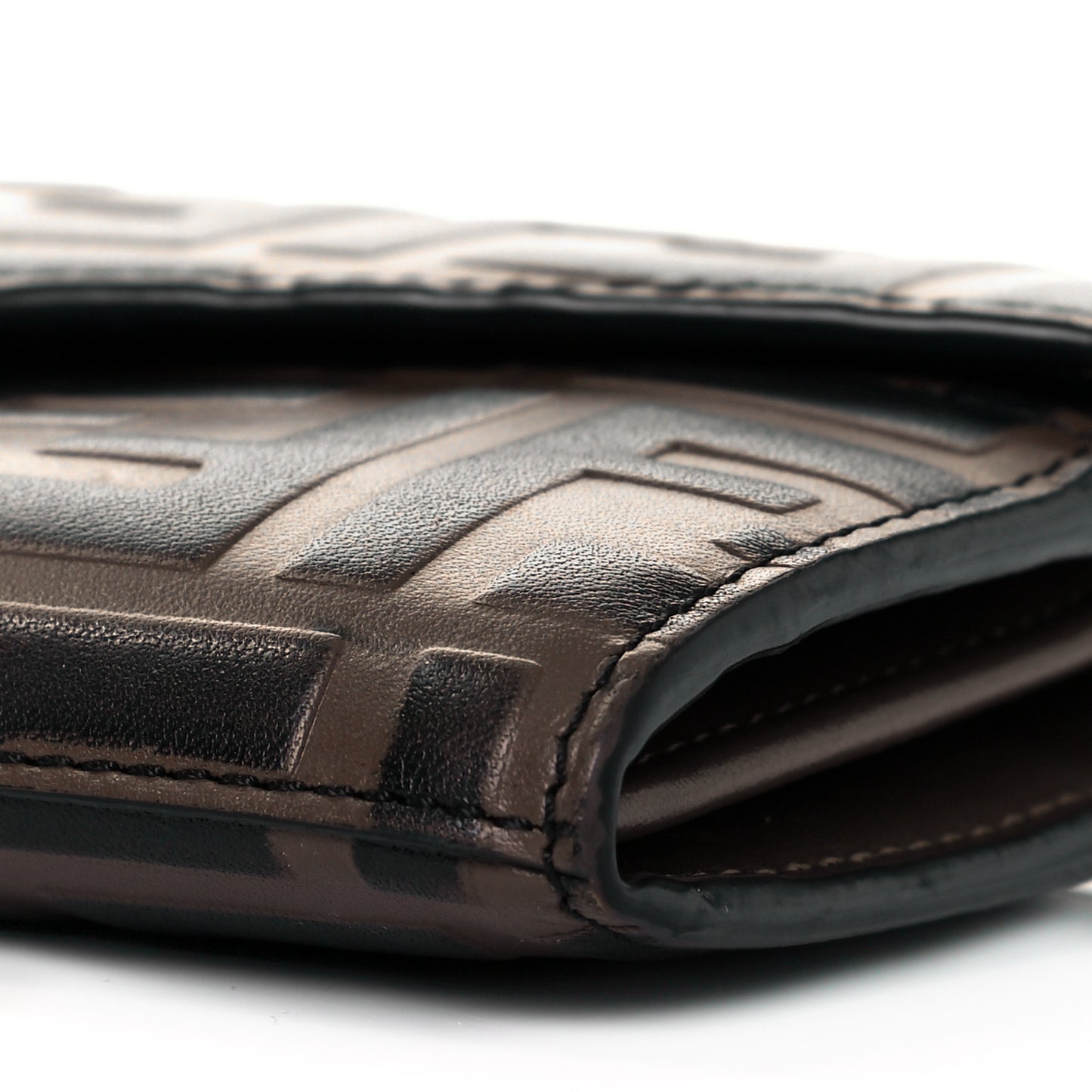 Vitello Soft F is Fendi Bi-Color FF 1974 Embossed Continental Envelope Wallet On Chain Maya Black