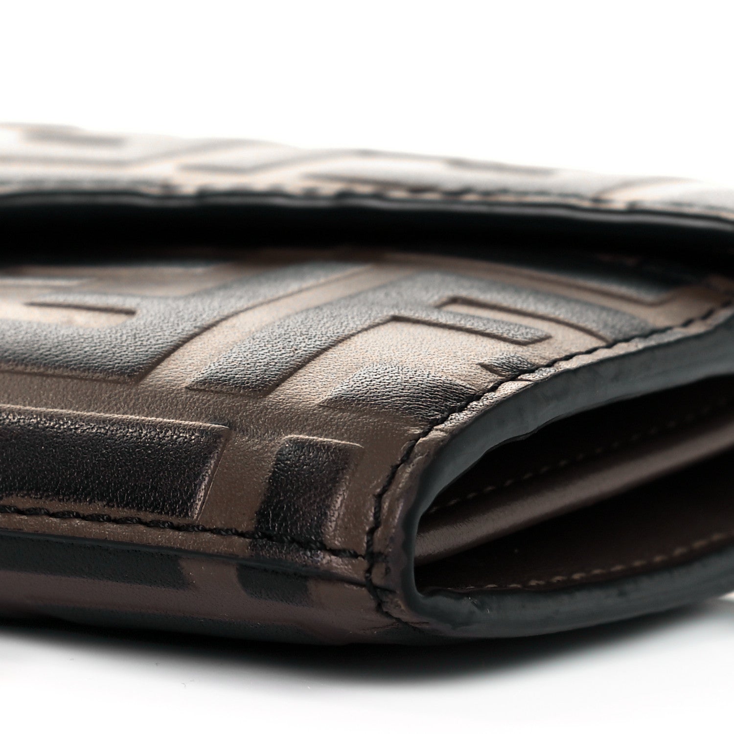 Fendi Vitello Soft F is Fendi Bi-Color FF 1974 Embossed Continental Envelope Wallet On Chain Maya Black 7 of 9