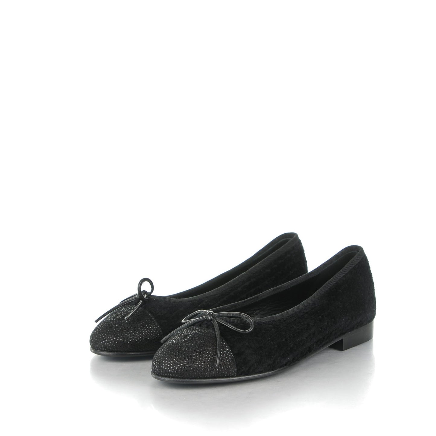 Tweed Caviar Cap Toe Ballerina Flats 35 Black