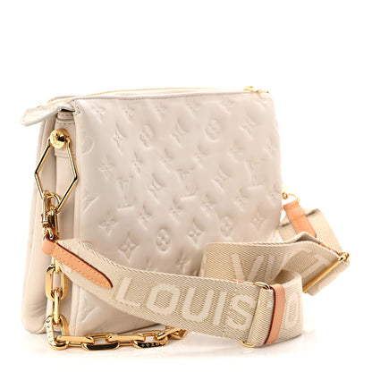 Louis Vuitton Lambskin Embossed Monogram Coussin PM Beige Cream 3 of 10