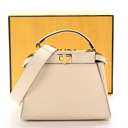 Fendi Vitello Seta Suede FF Mini Peekaboo Iconic Satchel Uovo Sigaro Marrone 10 of 10