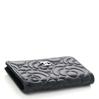 Chanel Lambskin Camellia Embossed Key Holder Case Black 4 of 8