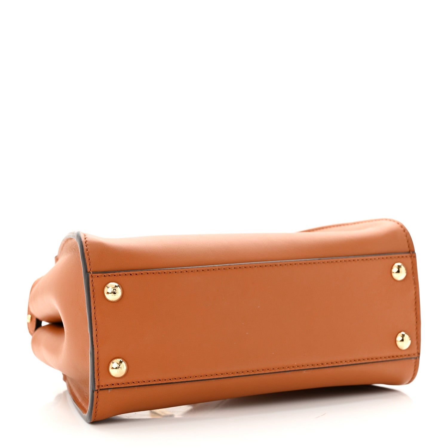 Fendi Vitello Seta Canvas FF Embroidered Mini Peekaboo Iconic Satchel Brandy Grezzo 4 of 21