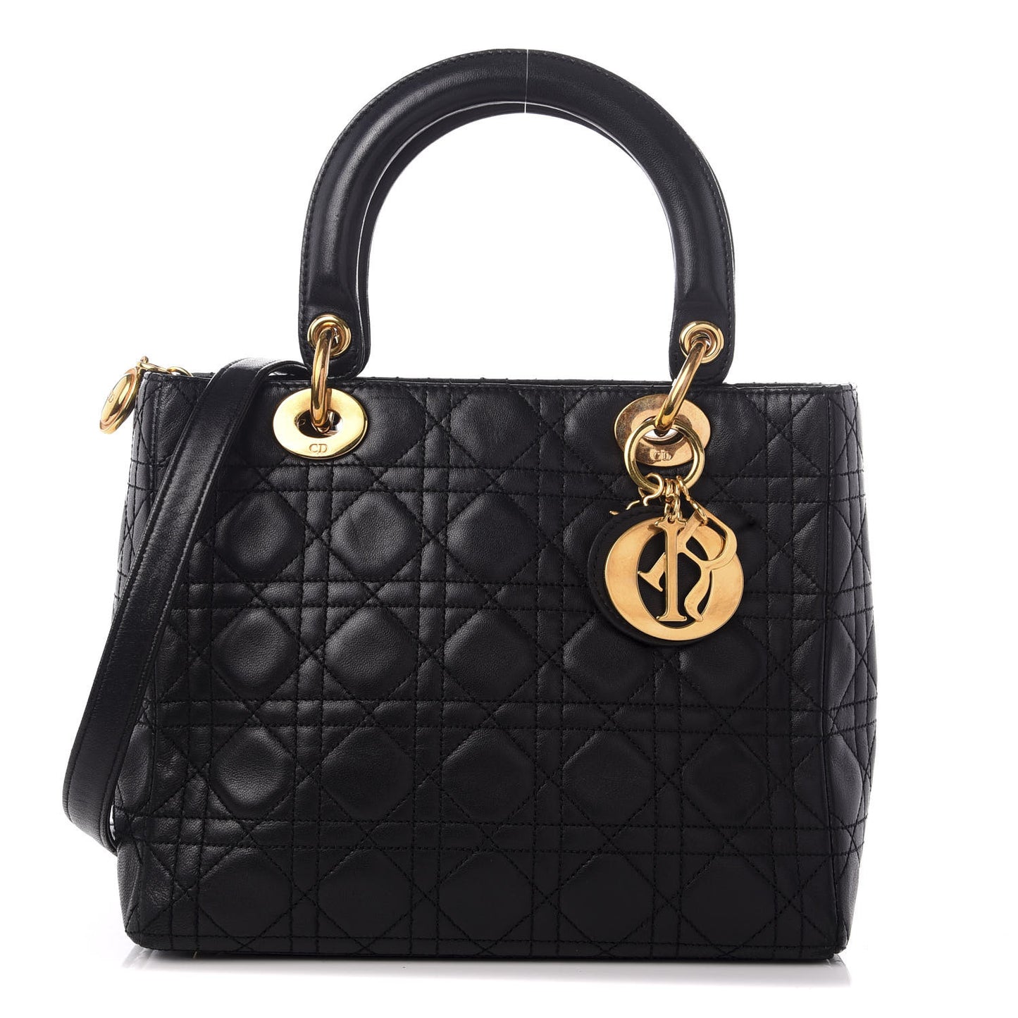 Lambskin Cannage Medium Lady Dior Black