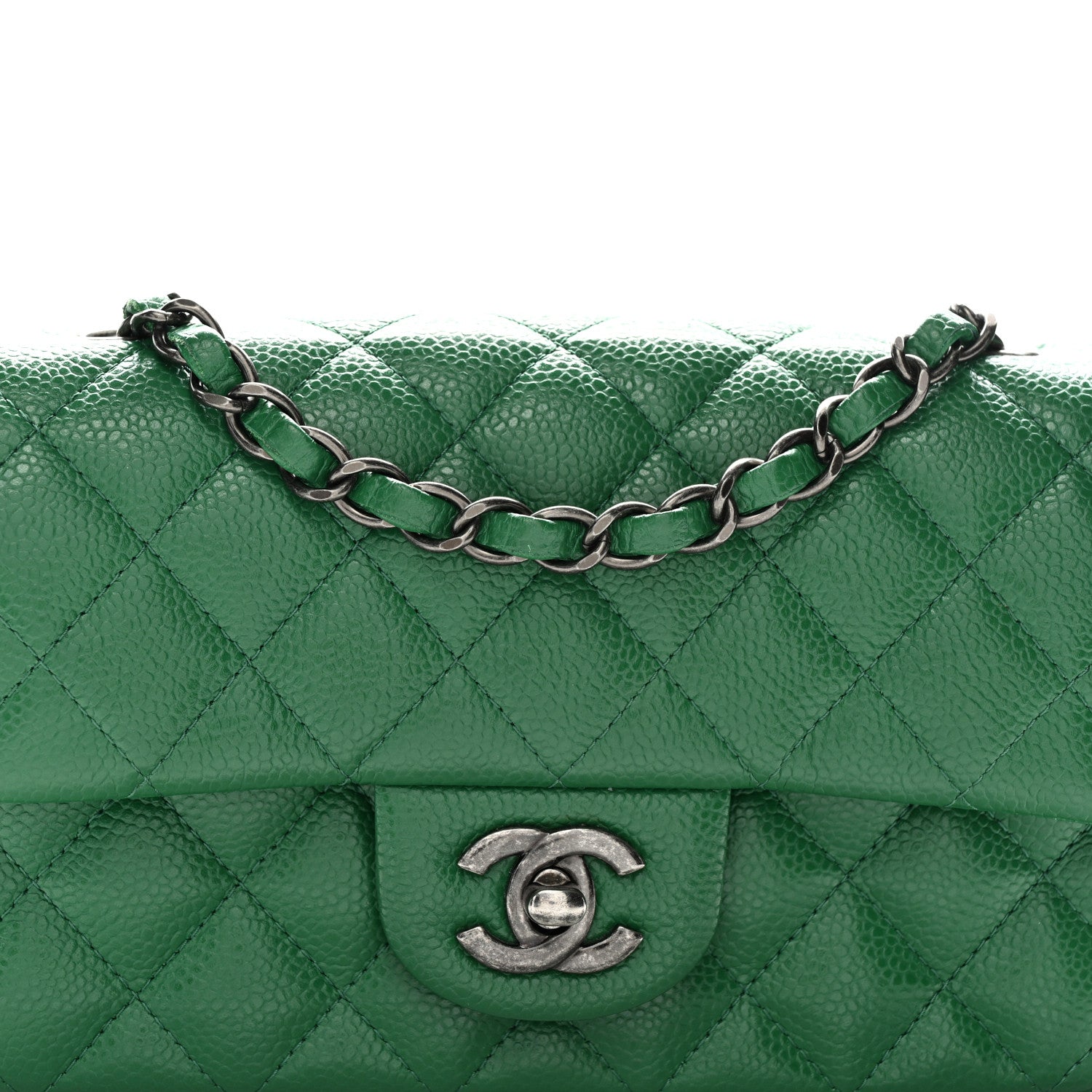 Chanel Caviar Quilted Mini Rectangular Flap Green 8 of 10