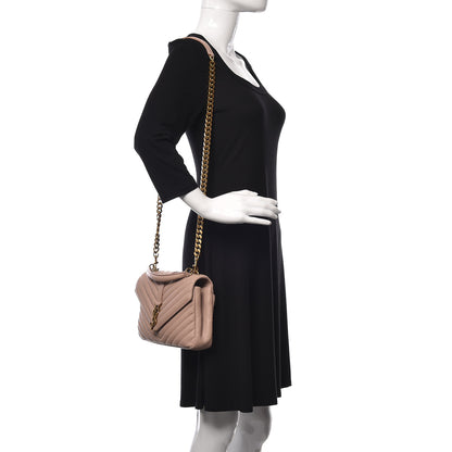 Saint Laurent Sheepskin Matelasse Chevron Monogram Medium College Bag Fard 2 of 14