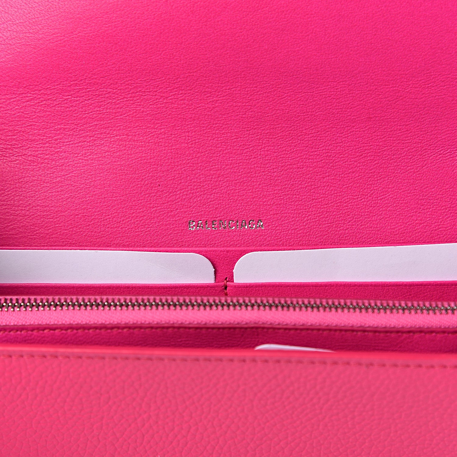 Balenciaga Grained Calfskin Logo Cash Continental Wallet on Chain Acid Pink Black 5 of 8