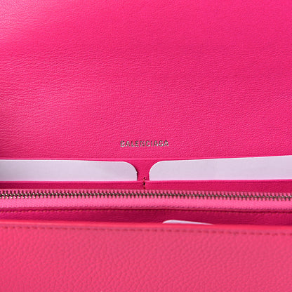 Balenciaga Grained Calfskin Logo Cash Continental Wallet on Chain Acid Pink Black 5 of 8
