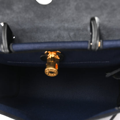 Hermes Military Toile Vache Hunter Herbag Zip Retourne 31 PM Bleu Marine Black 6 of 11